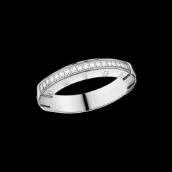 Anello, oro bianco 18k, diamanti