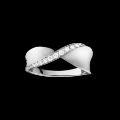 Anello, oro bianco 18k, diamanti