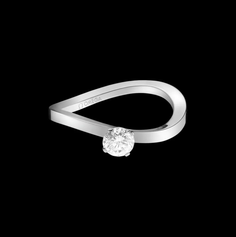 Anello, oro bianco 18k, diamanti