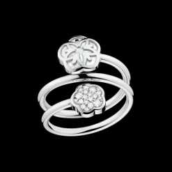 Anello, oro bianco 18k, diamanti, madreperla