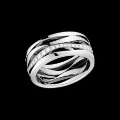Anello, oro bianco 18k, diamanti