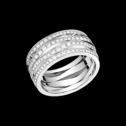 Anello, oro bianco 18k, diamanti