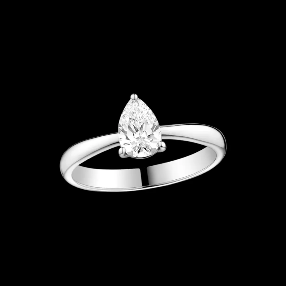 Anello, oro bianco 18k, diamanti