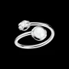 Anello, oro bianco 18k, diamanti, madreperla