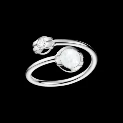 Anello, oro bianco 18k, diamanti, madreperla