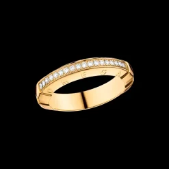 Anello, oro giallo 18k, diamanti