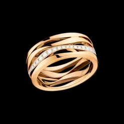 Anello, oro giallo 18k, diamanti