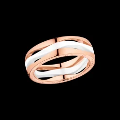 Anello, oro rosso 18k, ceramica