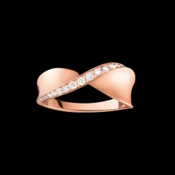 Anello, oro rosso 18k, diamanti