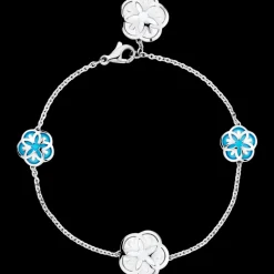 Bracciale, oro bianco 18k, madreperla, turchese