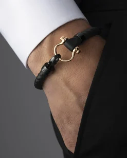Bracciale, oro rosso 18k, caucciù, acciaio inossidabile