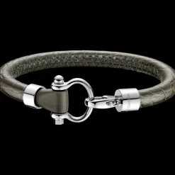 Bracciale, pelle di alligatore, acciaio inossidabile