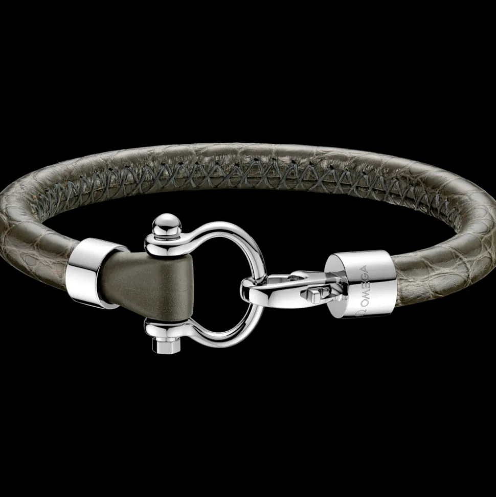 Bracciale, pelle di alligatore, acciaio inossidabile