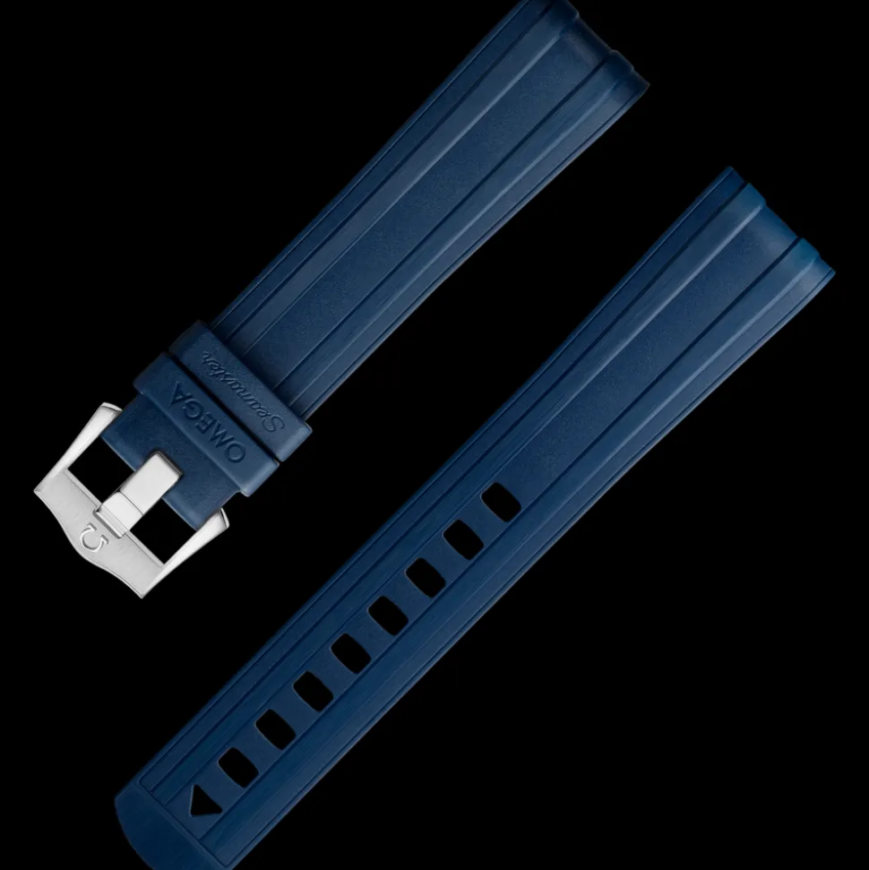 Cinturino blu in caucciù con fibbia ad ardiglione per il Seamaster Diver 300M