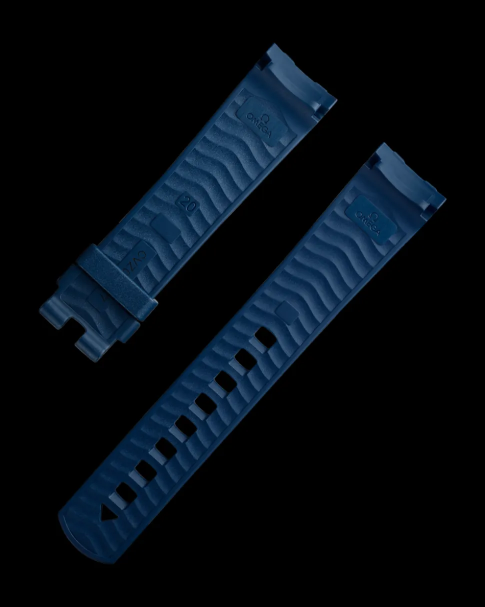 Cinturino blu in caucciù con fibbia ad ardiglione per il Seamaster Diver 300M