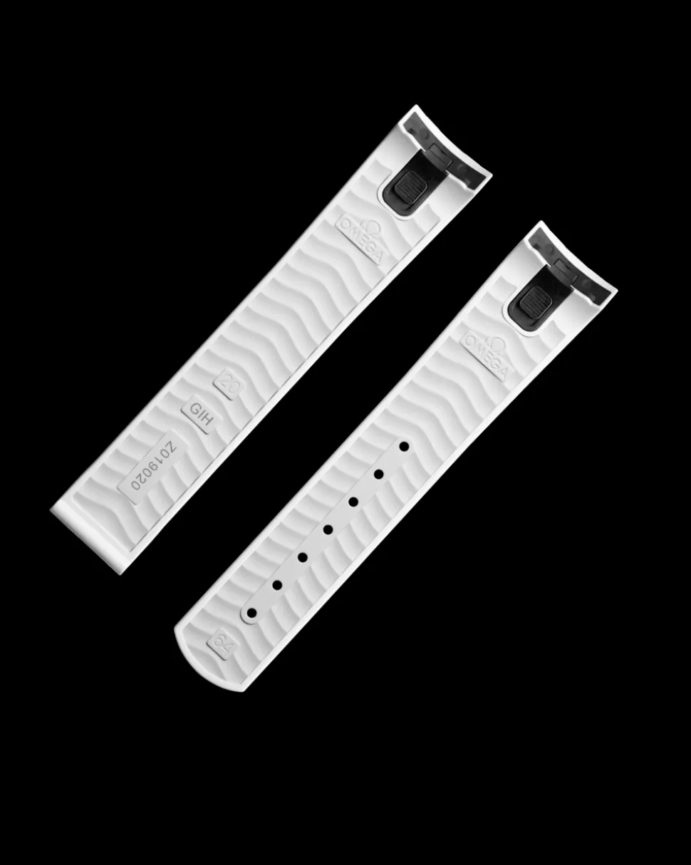 Cinturino in caucciù bianco con fibbia déployante per il Seamaster Diver 300M