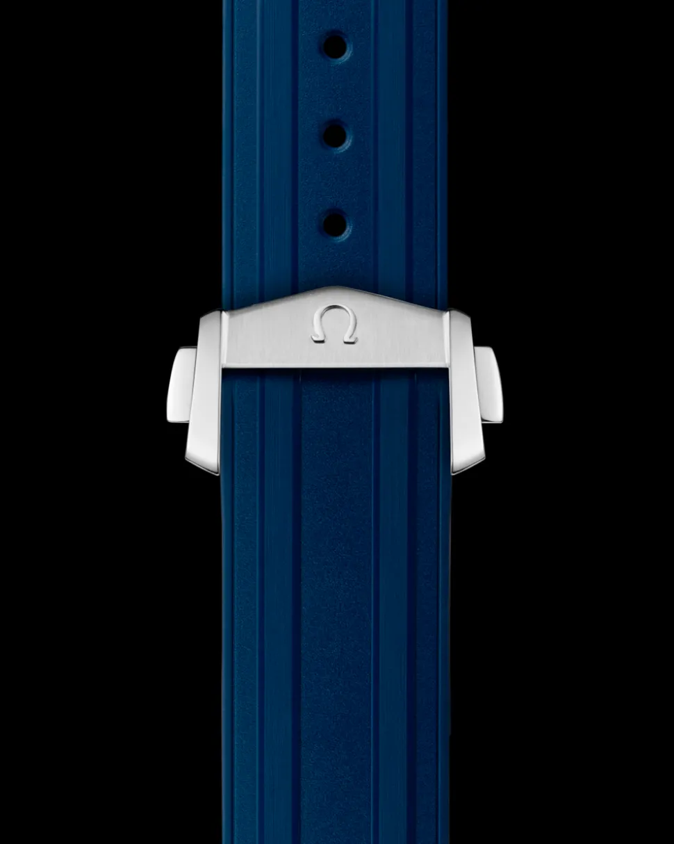 Cinturino in caucciù blu con fibbia déployante per il Seamaster Diver 300M