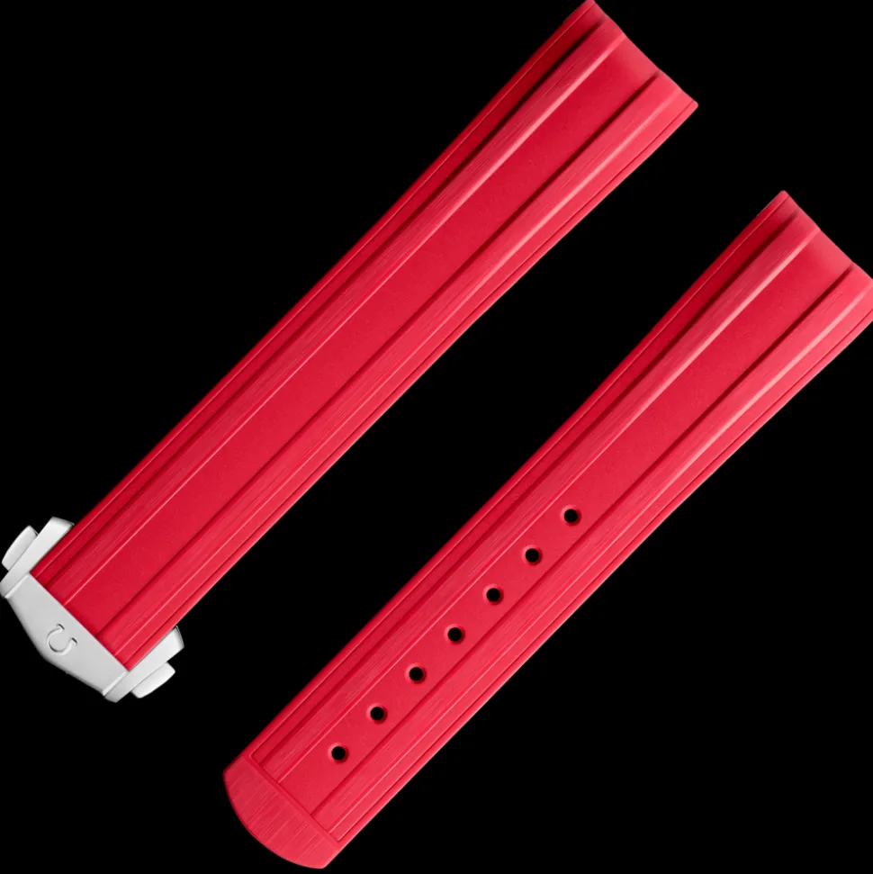 Cinturino in caucciù rosso con fibbia déployante per il Seamaster Diver 300M