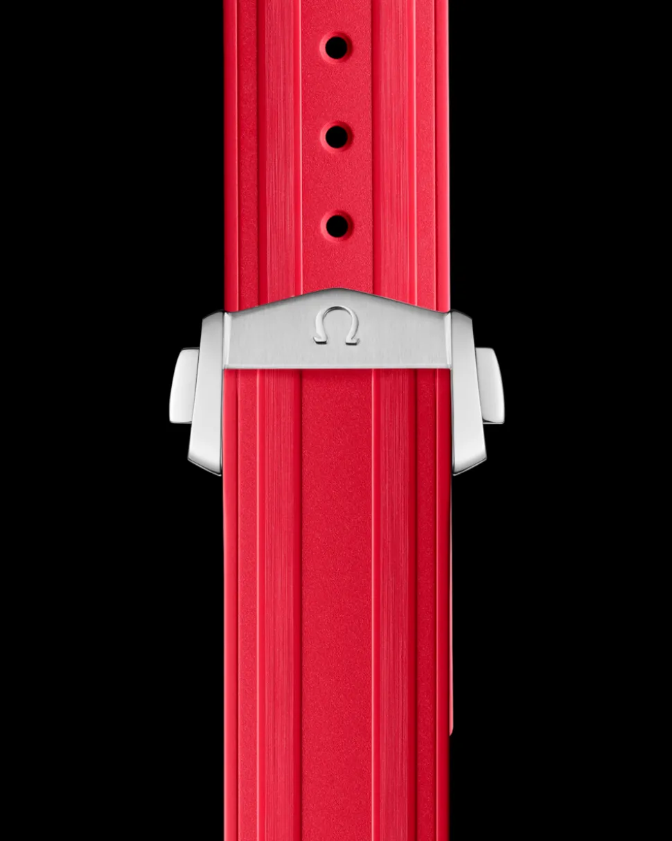 Cinturino in caucciù rosso con fibbia déployante per il Seamaster Diver 300M