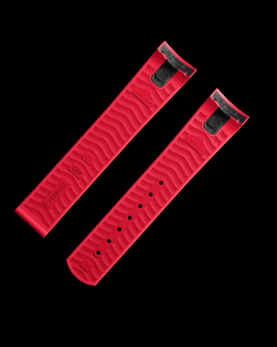 Cinturino in caucciù rosso con fibbia déployante per il Seamaster Diver 300M