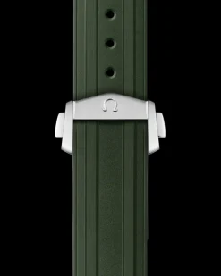 Cinturino in caucciù verde con fibbia déployante per il Seamaster Diver 300M