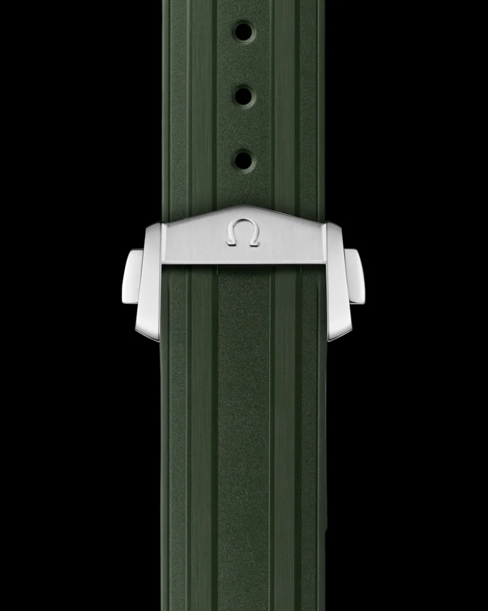 Cinturino in caucciù verde con fibbia déployante per il Seamaster Diver 300M