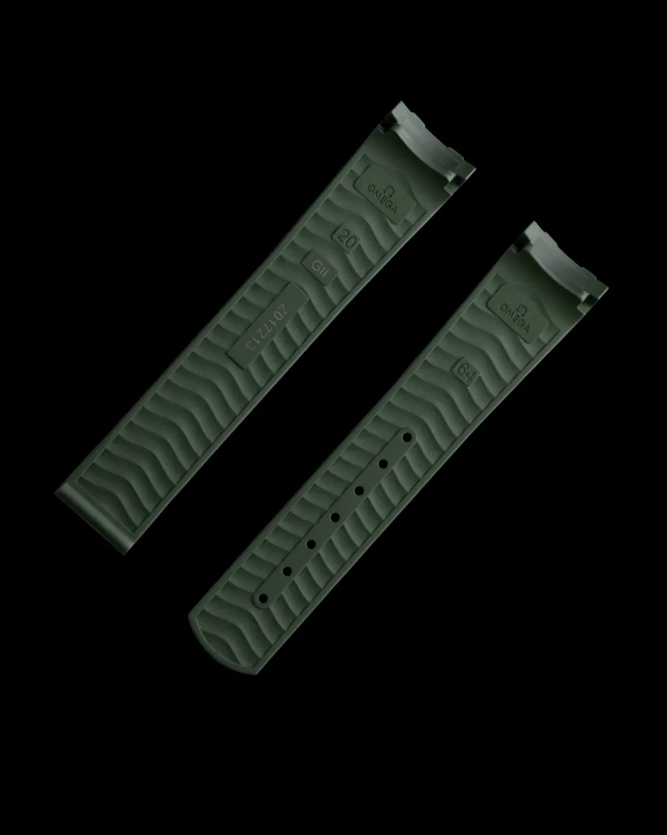 Cinturino in caucciù verde con fibbia déployante per il Seamaster Diver 300M