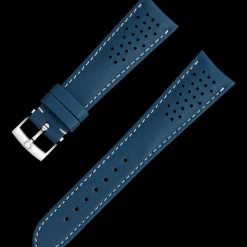 Cinturino in pelle blu con fibbia ad ardiglione