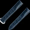 Cinturino in pelle di alligatore blu con fibbia déployante
