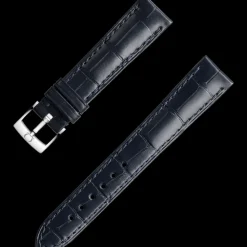 Cinturino in pelle di alligatore blu scuro con fibbia ad ardiglione