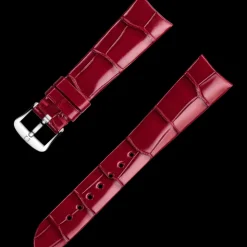 Cinturino in pelle di alligatore rossa con fibbia ad ardiglione