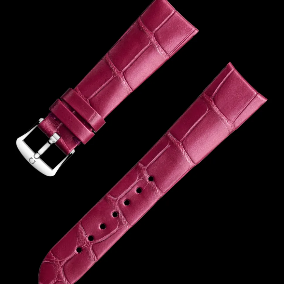 Cinturino in pelle di alligatore rosa con fibbia ad ardiglione