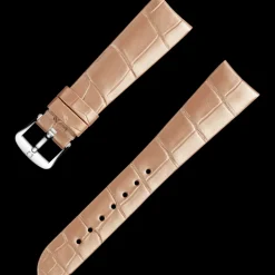 Cinturino in pelle di alligatore beige lucida con fibbia ad ardiglione
