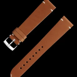 Cinturino in pelle marrone dorata con fibbia ad ardiglione