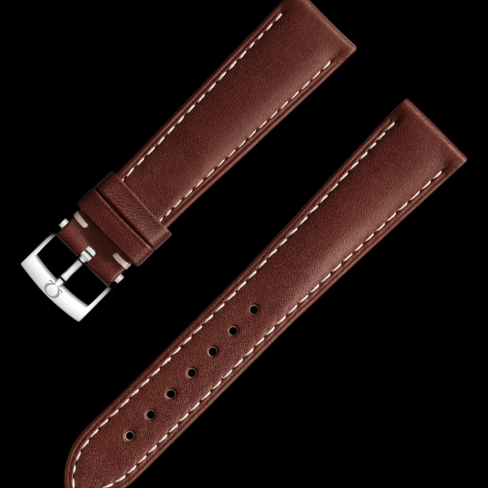 Cinturino in pelle marrone con fibbia ad ardiglione