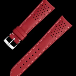 Cinturino in pelle rossa con fibbia ad ardiglione