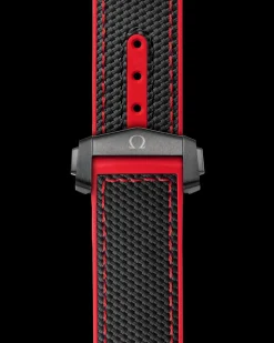 Cinturino nero in caucciù con fibbia déployante per il Seamaster Planet Ocean 600M
