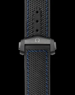 Cinturino nero in caucciù con fibbia déployante per il Seamaster Planet Ocean 600M