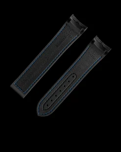 Cinturino nero in caucciù con fibbia déployante per il Seamaster Planet Ocean 600M