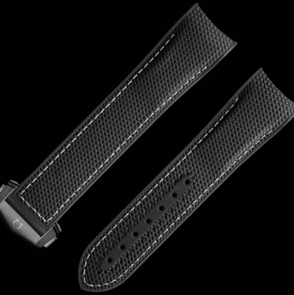 Cinturino nero in caucciù con fibbia déployante per il Seamaster Planet Ocean 600M