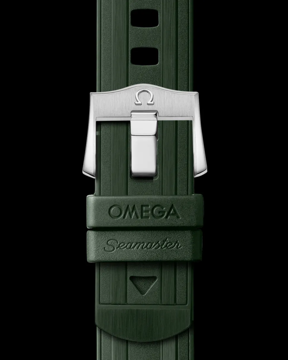 Cinturino verde in caucciù con fibbia ad ardiglione per il Seamaster Diver 300M