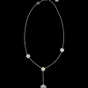 Collier, oro bianco 18k, angelite, calcedonio, giada, opale