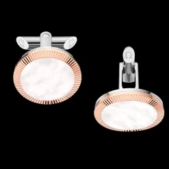 Gemelli, oro rosso 18k, madreperla, acciaio inossidabile
