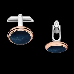 Gemelli, oro rosso 18k, occhio di falco, acciaio inossidabile