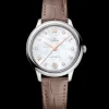 34 mm, acciaio su cinturino di pelle