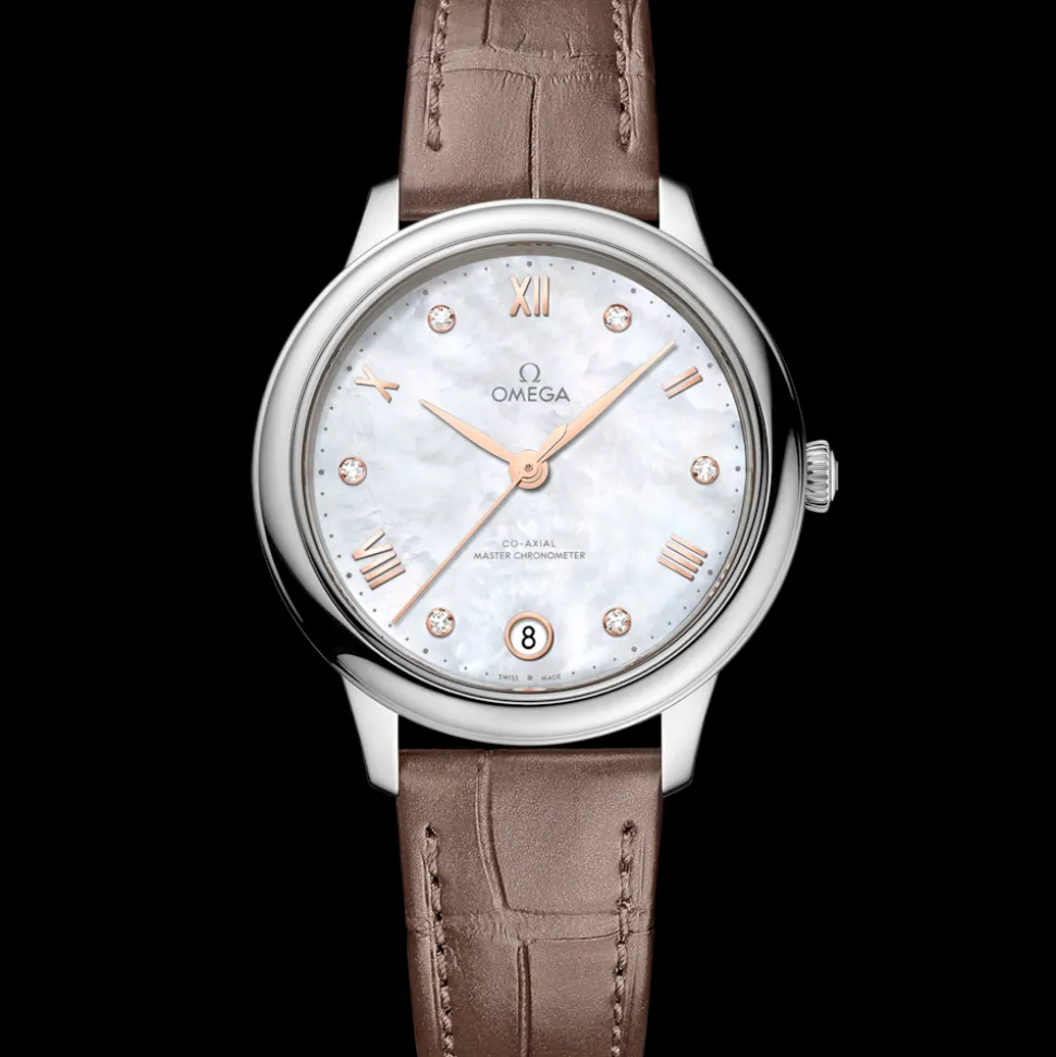 34 mm, acciaio su cinturino di pelle