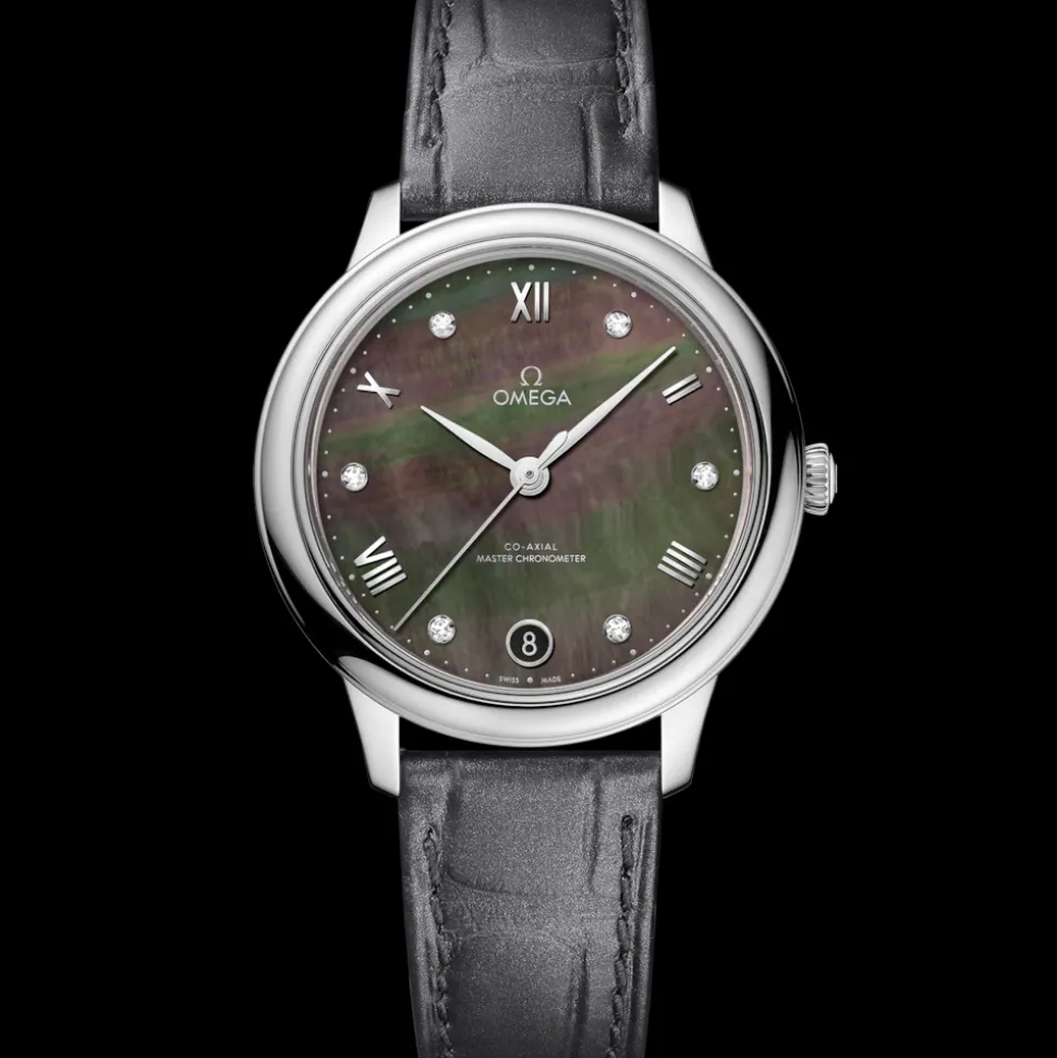 34 mm, acciaio su cinturino di pelle