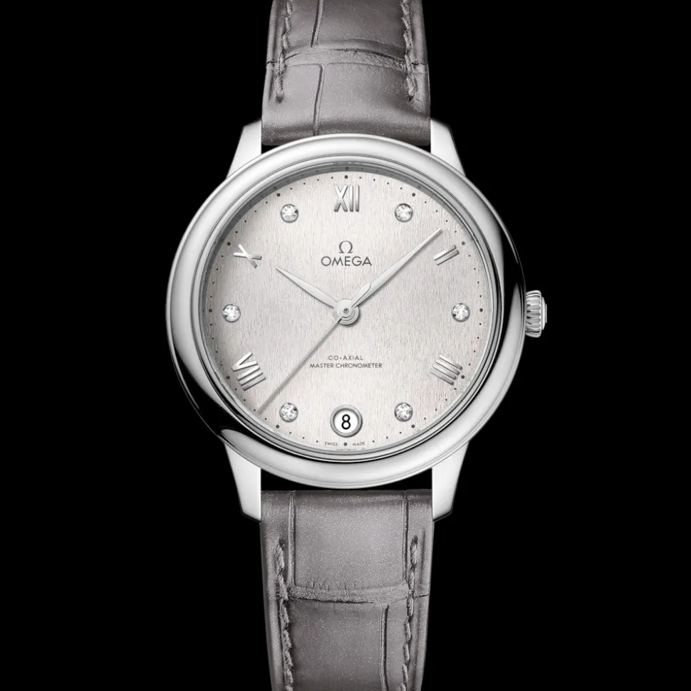 34 mm, acciaio su cinturino di pelle