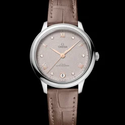 34 mm, acciaio su cinturino di pelle