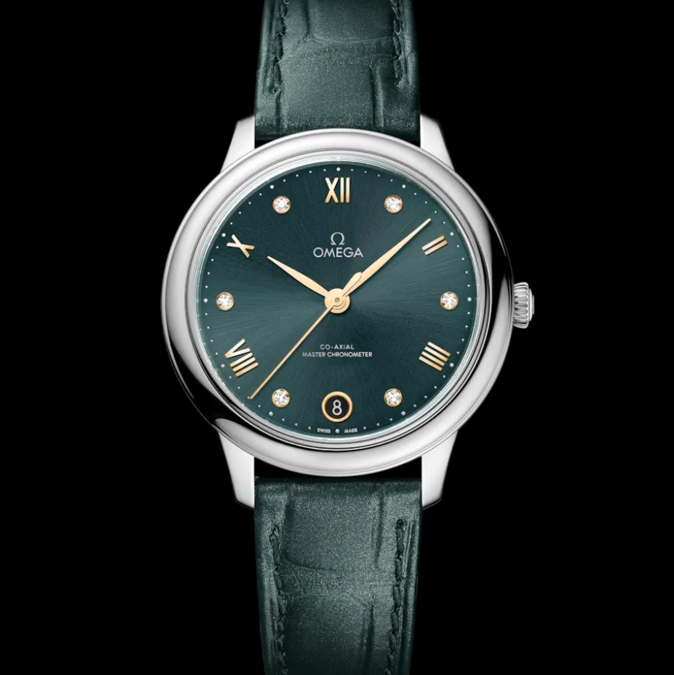 34 mm, acciaio su cinturino di pelle